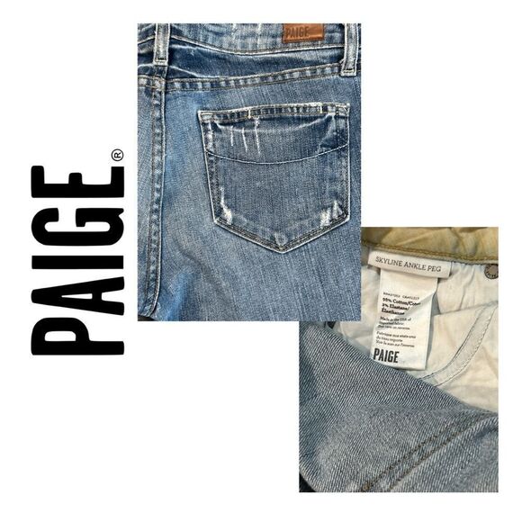 PAIGE Women’s Skyline Distressed Ankle Peg Jeans - Size 27 - Picture 2 of 3